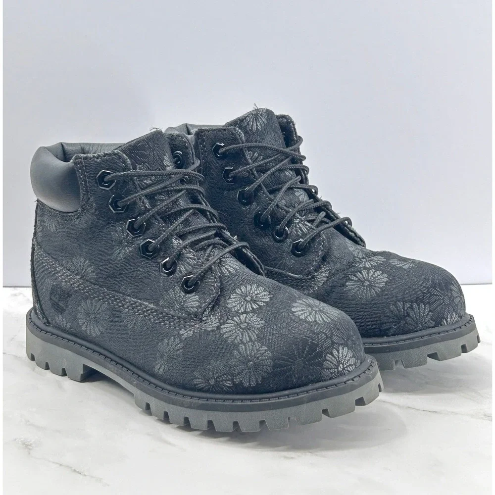 Timberland Girls Premium 6 Inch Waterproof Floral Boots Size 12 Winter‎